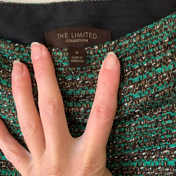 Y2K! The Limited does Chanel Green Tweed Look Matching Jacket Skirt Suit Set Sm - Picture 8 of 9